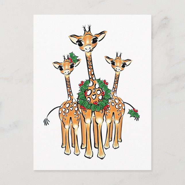 Postal Festiva Girafas de vacaciones (Anverso)