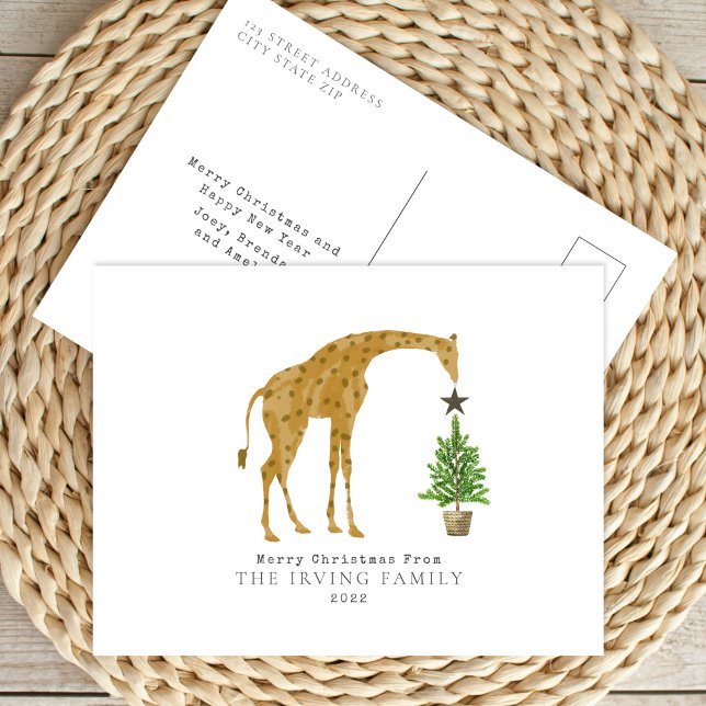 Postal Festiva Giraffe Christmas Tree (Subido por el creador)