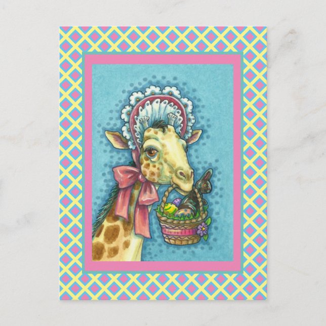 POSTAL FESTIVA GIRAFFE EN BONNETA ORIENTAL DE LA PRIMAVERA CUTÁNE (Anverso)