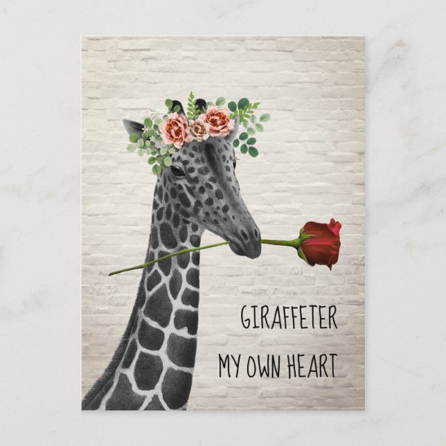 Postal Festiva Giraffe ter My Own Heart Boho Giraffe Valentine (Anverso)