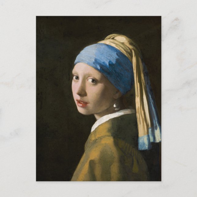 Postal Festiva Girl with a Pearl Earring by Johannes Vermeer (Anverso)