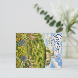 Postal Festiva Gisors Francia Chateau Normandía acuarela