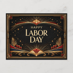 Postal Festiva Glam Gold Art Deco Feliz Día del Trabajo