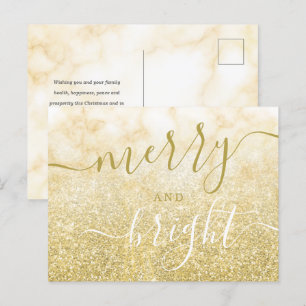Postal Festiva Glam GOLD Navidades Holiday Purpurina Marble