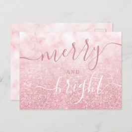 Postal Festiva Glam Rosa GOLD Navidades Purpurina de vacaciones