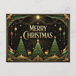 Postal Festiva Glamorous Art Deco Merry Christmas Trees