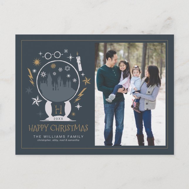 Postal Festiva Globe de nieve HOGWARTS™ | Navidades felices (Anverso)