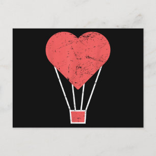 Postal Festiva Globo de aire caliente Heart Cute
