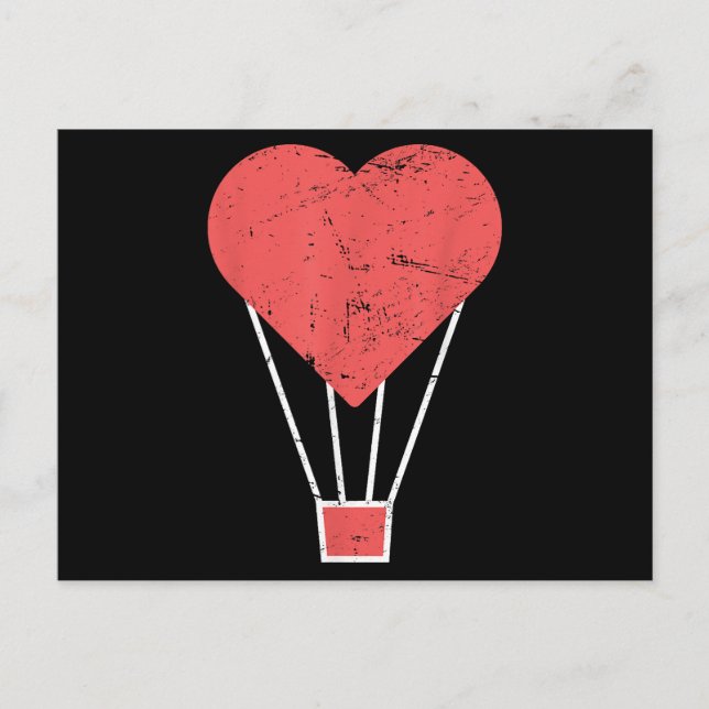 Postal Festiva Globo de aire caliente Heart Cute (Anverso)