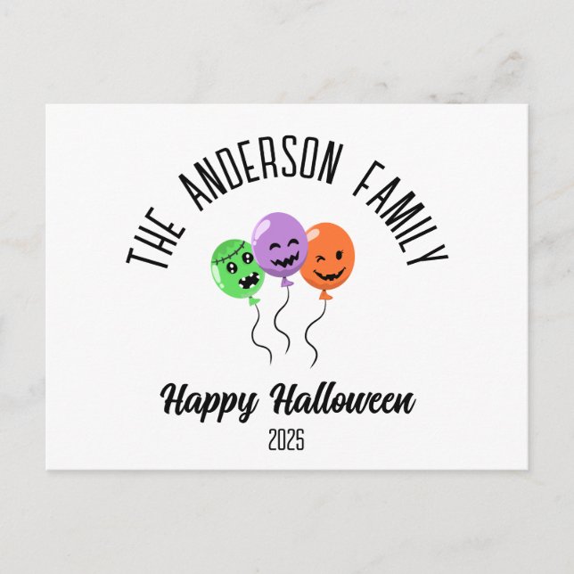 Postal Festiva Globos de calabaza de Halloween aterradores con no (Anverso)