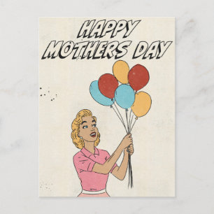 Postal Festiva Globos del Día Feliz de las Madres