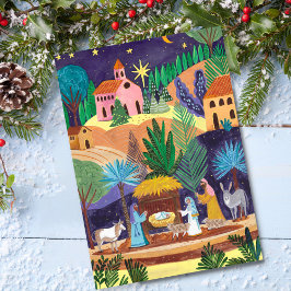 Postal Festiva Gloria de la Natividad Religiosa a los Navidades d