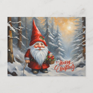 Postal Festiva Gnome del bosque navideño