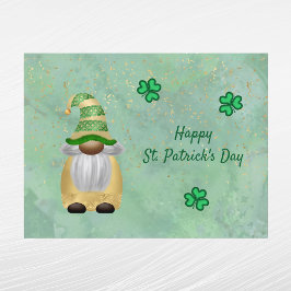 Postal Festiva Gnome Gold Green Shamrock St Patrons Day