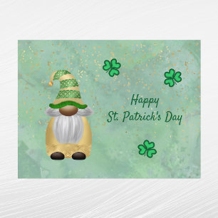 Postal Festiva Gnome Gold Green Shamrock St Patrons Day