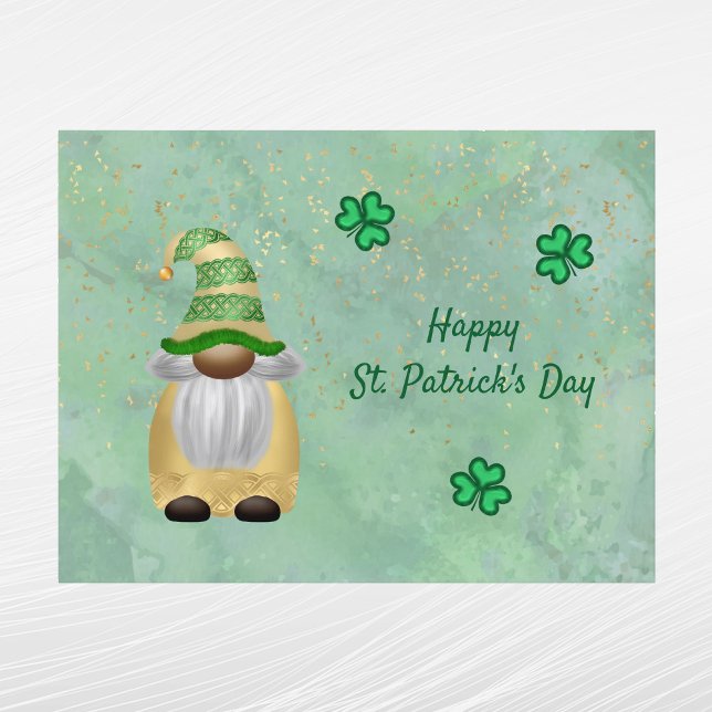 Postal Festiva Gnome Gold Green Shamrock St Patrons Day (Subido por el creador)