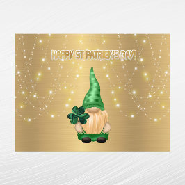 Postal Festiva Gnome Gold Lights Shamrock St Patricks Day