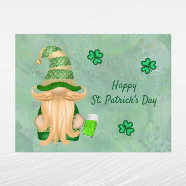 Postal Festiva Gnome Green Gold Shamrock Beer St Patricks Day