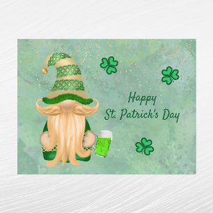 Postal Festiva Gnome Green Gold Shamrock Beer St Patricks Day