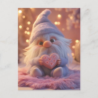 Postal Festiva Gnome lindo con corazón: diseño El día de San Vale