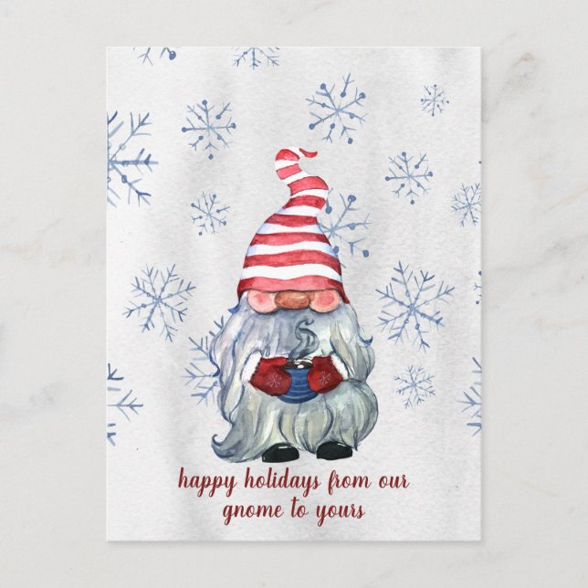 Postal Festiva Gnome nórdico de invierno escandinavo (Anverso)