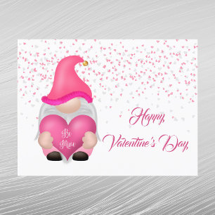 Postal Festiva Gnome Pink Heart Valentine