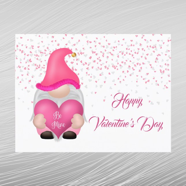 Postal Festiva Gnome Pink Heart Valentine (Subido por el creador)