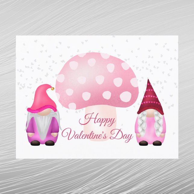 Postal Festiva Gnome Pink Mushroom Valentine (Subido por el creador)