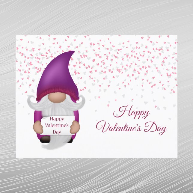 Postal Festiva Gnome Purple Heart Valentine (Subido por el creador)