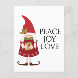 Postal Festiva Gnomita de la Paz Amor Alegría