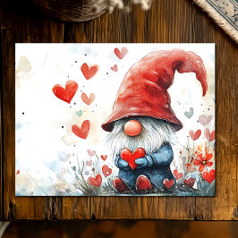 Postal Festiva Gnomo del Día de San Valentín