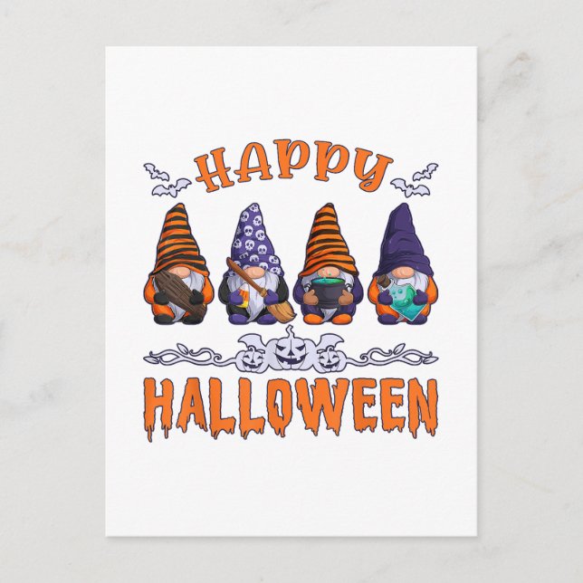 Postal Festiva Gnomos de Halloween (Anverso)