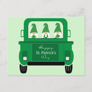 Postal Festiva Gnomos del Día de San Patricio en camión