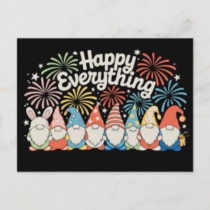 Postal Festiva Gnomos Felices Todo el Año Cada Fiesta