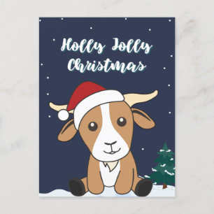 Postal Festiva Goat Christmas Goats Winter Animals Holiday Postca