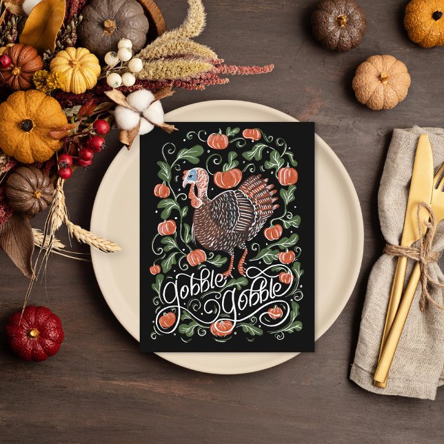 Postal Festiva Gobble Gobble Turquía Acción de Gracias (Subido por el creador)