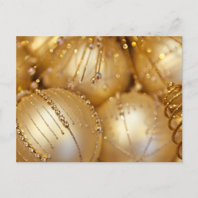 Postal Festiva Gold Christmas Ornament (Anverso)