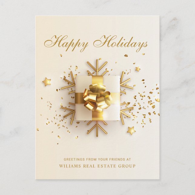 Postal Festiva Golden Pink Christmas Ornamet Corporate Greeting (Anverso)