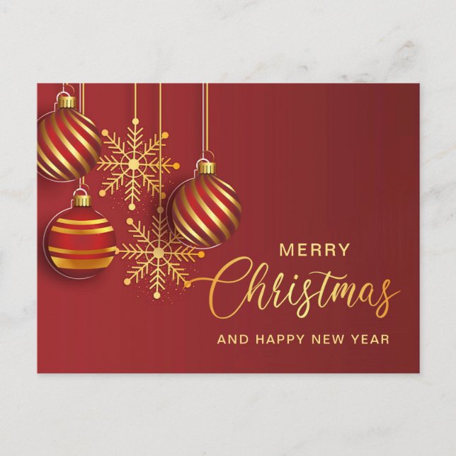 Postal Festiva Golden Red Christmas Ornamet Corporate Greeting (Anverso)