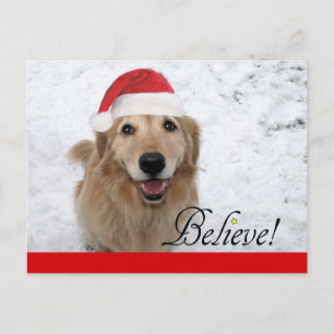 Postal Festiva Golden Retriever cree en los Navidades