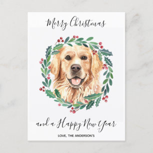 Postal Festiva Golden Retriever Dog Elegant Merry Christmas
