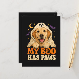 Postal Festiva Golden Retriever Halloween Patas Espeluznantes