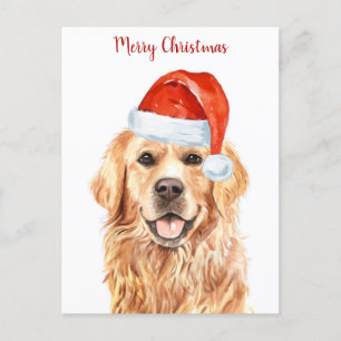 Postal Festiva Golden Retriever Merry Christmas Puppy Dog
