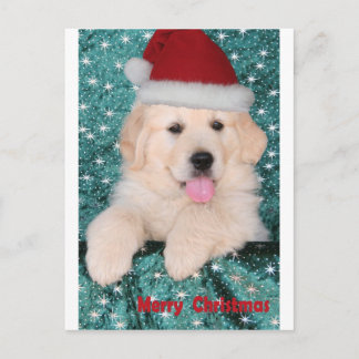 Postal Festiva Golden Retriever Navidades Puppy