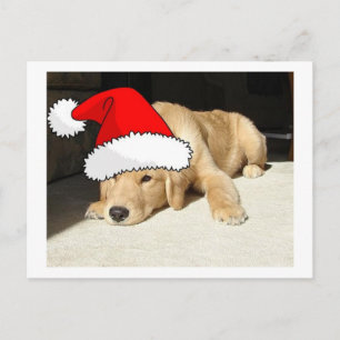 Postal Festiva Golden Retriever Navidades Puppy
