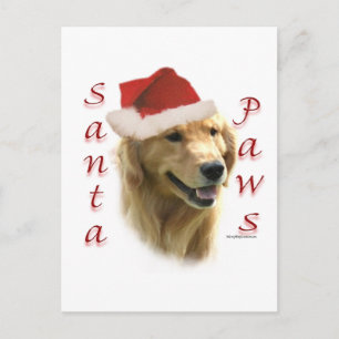 Postal Festiva Golden Retriever Santa Paws