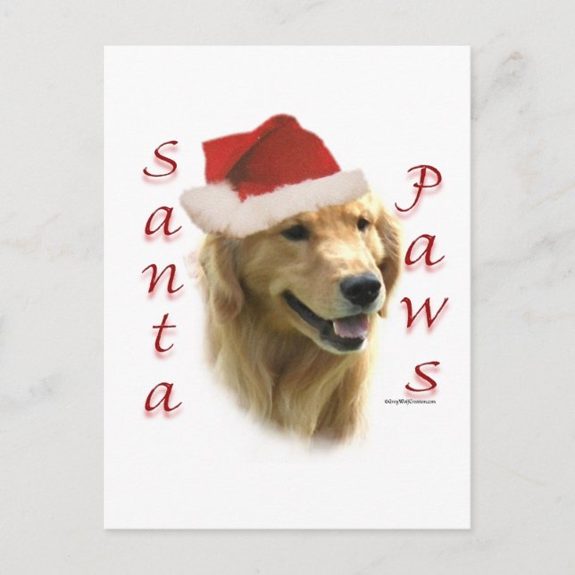 Postal Festiva Golden Retriever Santa Paws (Anverso)