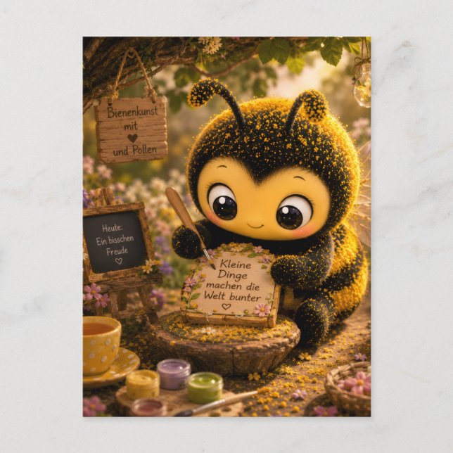 Postal Festiva Goldene Hummel im Blütentanz.10 (Anverso)