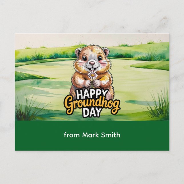 Postal Festiva Golf Happy Groundhog Day for Golfer (Anverso)