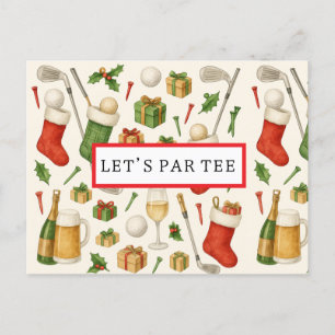 Postal Festiva Golf Let's Par tee NAVIDADES de golf Fiesta para g
